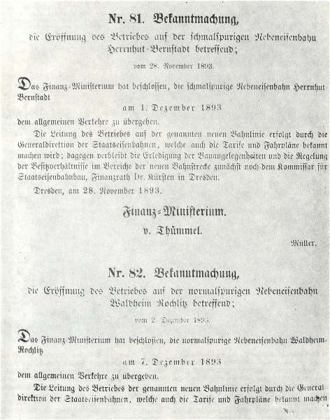 Bekanntmachung zum Bau der Strecke