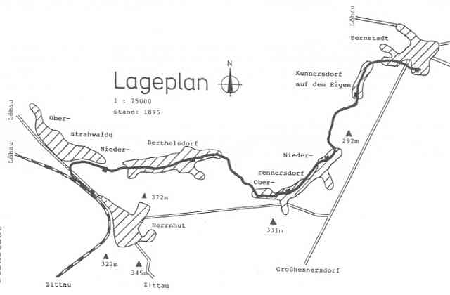 Lageplan der Bahnlinie